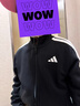 adidas男女儿童三条纹运动休闲套装青少年外套长裤春夏阿迪达斯   黑色/白色   110 实拍图