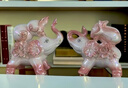 招财陶瓷大象摆件客厅装饰品电视柜玄关隔断吉象家居中式乔迁礼物 幻彩红釉大象一对（高温陶瓷材质） 实拍图