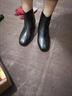 大东女士高跟短靴女粗跟方头2025新款马丁靴英伦风春秋单靴显脚小裸靴 黑色-薄绒 38 实拍图