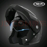 NEVA新国标B类头盔男揭面盔电动车头盔女双镜片冬季保暖全覆式安全帽 新国标哑黑-防雾镜片 实拍图