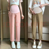 南叮雅格孕妇裤子夏季新款棉麻弹力直筒裤外穿宽松西装裤九分裤小个子夏装 黑色 XL 125-140斤 实拍图