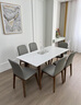 真缘北欧极简餐椅家用现代简约实木椅子靠背轻奢客厅餐桌椅吃饭凳子 浅胡桃色灰色皮-样板色 实拍图