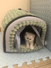 柒哦狗窝冬天保暖冬季狗床睡觉狗屋封闭式安全感大小型犬宠物窝可拆洗 奶杏棕-带门帘【满满安全感】 M码【40*35*35cm适合10斤内宠物】 实拍图