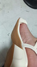 粗跟凉鞋女夏季新款法式中跟百搭不累脚外穿平底一字扣带高跟鞋女 米白色 37 实拍图
