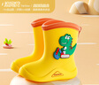 牧萌儿童雨鞋男童女童防水立体宝宝防滑耐磨卡通雨靴 黄色挖掘机 17码 实拍图