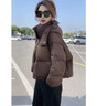 棉致穿搭高级感羽棉绒服女秋冬季2025年纯色洋气连帽设计感宽松外套女 棕色 XL 实拍图