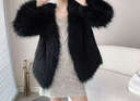 傲列2024秋冬轻奢品质貉子毛双面编织皮草女中长减龄狐狸毛毛外套大衣 黑色 均码 实拍图