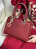 斐月伽 婚包新娘包包红色手提包妈妈喜婆婆高级感大容量女神节礼物挎包 酒红色【红线】 实拍图