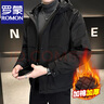 罗蒙（ROMON）秋冬加棉加厚外套男士青年棉衣服休闲连帽工装款防风夹克冲锋衣男 M1121黑色 2XL 实拍图