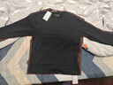 马登工装美式300G重磅纯棉T恤男米白色圆领长袖春秋打底衫男士卫衣 黑色 XL 实拍图