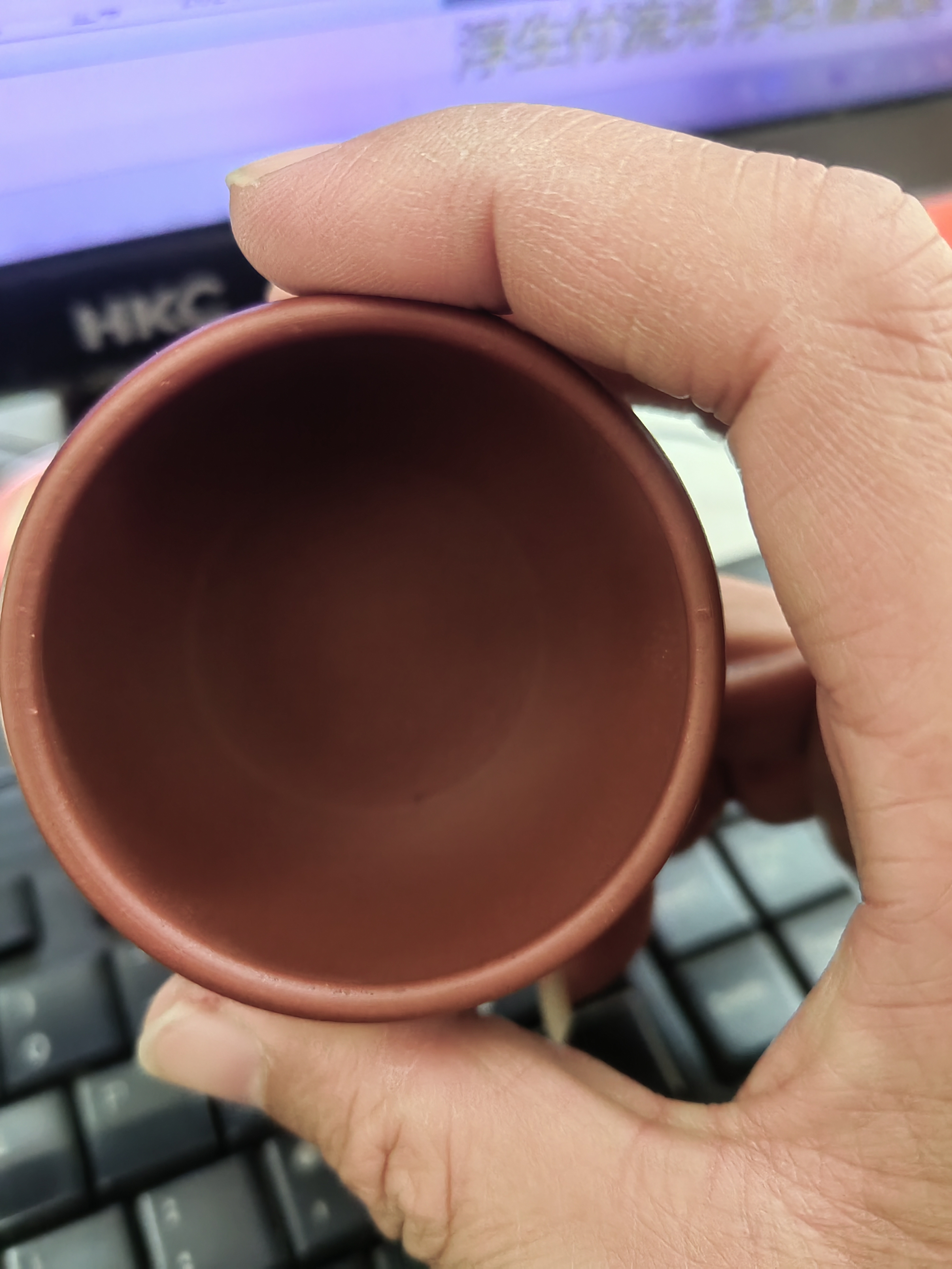 藏壶天下宜兴紫砂茶杯手工泥绘小口杯原矿品茗杯主人杯功夫茶具配件寒影杯 大红袍款 70ml 实拍图