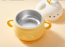 十月结晶萌熊宝宝辅食碗注水保温碗不锈钢可拆卸儿童餐具吸盘碗-柠檬暖黄 实拍图