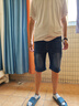 红蜻蜓（RED DRAGONFLY）牛仔裤男薄款宽松外穿潮流直筒休闲五分棉质牛仔短裤子浅蓝B款35 实拍图