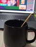 泰禧阁美式黑色马克杯陶瓷家用杯子带盖盖勺ins风小众撞色咖啡杯高颜值 黑银-天籁杯（配勺+底座） 实拍图