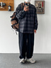 磨毛长袖衬衫格子美式重磅休闲风大码青年上衣秋冬加绒工装外套男 灰色 Z956 3XL 建议176-195斤 实拍图