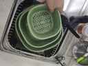 家の物语（KATEI STORY）日本洗菜篮沥水篮塑料双层洗菜盆子厨房滤水篮水果篮子加厚漏水盆 洗菜盆 墨绿3套【6个】 实拍图
