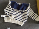 戴维贝拉（DAVE＆BELLA）女童毛衣儿童上衣学院风宝宝衣服小童针织衫秋冬新款小童服饰 蓝白条纹【现货】DB4237399 90 cm（建议身高80-90cm） 实拍图