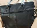 格比森商务公文包 男士真皮单肩斜挎包头层牛皮14英寸笔记本大容量电脑包通勤横款手提软皮包可放A4文件 黑色（头层牛皮） 实拍图