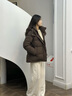 波司登（BOSIDENG）25新款紫芋松松羽绒服女短款90绒脱卸帽可收腰保暖外套B250245296 【趋势推荐】旷野棕7E70 S 160/84A 体重约100-110斤 实拍图