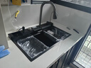 JOMOW洗菜盆5MM瀑布飞雨厨房水槽大单槽数显304不锈钢小米粒 75*45智能集渣款【5.0加厚】耐磨耐刮 实拍图