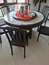梵宜实木餐桌椅组合 新中式岩板大圆桌带转盘家用8-10人吃饭桌子F339# 1.3m进口岩板餐桌+6椅【送转盘】 紫金檀木 实拍图