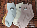 猫人5双装女士袜子女秋冬中筒袜棉袜女纯色小猫休闲运动女式长袜均码 实拍图
