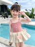 梵迪拉（F.DYRAA）儿童泳衣女童连体公主裙可爱女孩泡温泉幼儿宝宝游泳32643粉色XL 实拍图