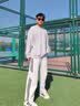 棉致2026新款卫裤男潮牌休闲男生裤子春秋宽松加绒阔腿直筒运动休闲裤 白花灰色（春秋款） XL 【125-140斤】 实拍图