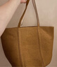 MUJI 纸编 托特包 挎包 女包 包包 轻便 手提包编织包通勤 新品 浅棕色 加大 底部直径25*高31cm 实拍图