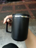 304不锈钢马克杯燕麦牛奶杯子宿舍家用带盖吸管水杯 304内胆【黑色款】 单个杯子 实拍图