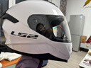 LS2情侣摩托车头盔男女机车赛车四季全盔儿童盔防雾大尾翼802 特白/闪光白 M(建议52-53头围) 实拍图