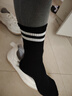 浪莎鲨鱼裤袜子女士中筒袜纯棉外穿长袜潮网红款ins 黑色5双 均码 实拍图