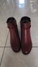 觅艳 妈妈鞋子软皮靴子女鞋棉鞋秋冬季中跟加绒女靴中年中老年皮鞋 红色 加绒 38 实拍图
