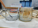 【采销推荐】玻璃水杯牛奶杯早餐大肚杯带盖勺咖啡泡茶杯简约啤酒 简约杯+竹盖 350ml 1只 实拍图
