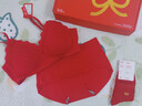猫人红色本命年马年内衣女套装无钢圈文胸结婚喜庆胸罩内裤袜子*2礼盒 实拍图
