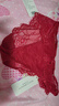 好奇蜜斯【巴尔沙】蕾丝内衣女大胸显瘦侧收提托薄款立体钢圈法式文胸套装 红色套装 75B 实拍图