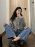翊尚美针织衫女开衫小香风外套2025年秋冬新款显瘦百搭可外穿秋装上衣 灰色 【小香风抗起球】 均码 【推荐80-135斤】 实拍图