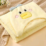 婧麒（JOYNCLEON）婴儿浴巾珊瑚绒宝宝儿童斗篷浴巾秋冬季新生儿童浴袍男女宝宝洗澡 黄色小鸭 70*140cm 实拍图