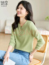她享短袖T恤女时尚V领t恤气质显瘦短袖上衣百搭休闲打底衫T143T1452 实拍图