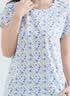AB纯棉女中老年夏薄款家居服妈妈上衣宽松大码印花短袖汗衫 蓝雅【裤子】 3XL 实拍图