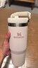 STANLEY保温杯水杯拎拎杯 折叠吸管杯不锈钢杯子高颜值男女学生生日礼物 【热销爆款】晶粉色- 887ml 实拍图