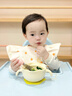 马博士婴儿蛋花辅食碗宝宝吃饭饭碗餐盘一体式硅胶吸盘碗儿童餐具白色 实拍图