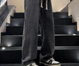 顶峰保罗（Dingfengbaoluo）牛仔裤男春秋季复古直筒宽松阔腿美式休闲长裤子DFS808黑灰M 实拍图