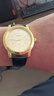 新款商务男士手表非机械表大表盘数字面皮革表带夜光石英机芯腕表 【数字表盘】金壳金面 实拍图