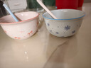 【天天低价】新款釉下彩陶瓷碗餐具套装少女心ins风陶瓷碗勺 蝴蝶结两碗两勺 实拍图