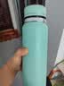 欣五环 不锈钢 保温杯运动大容量真空水壶水瓶金属拉丝盖 蓝色 800ml 智能显温 实拍图