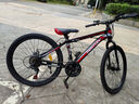 EG7山地自行车成人学生变速越野单车双减震赛车26寸青少年男女 辐条【加厚防滑轮-更安全】黑红 24寸21速【适合：145-165CM】 实拍图