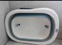 世纪宝贝（babyhood）儿童泡澡桶 婴儿洗澡盆游泳桶加大号折叠浴桶0-15岁赠浴凳 319蓝 实拍图