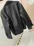 7家优品夹克男秋季港风复古pu皮潮流宽松休闲皮衣外套翻领纯色百搭上衣 GMFS-B1黑色【加绒】 L 实拍图