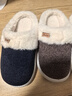 朴西冬季新款简约毛呢女士保暖居家棉拖鞋室内静音 静谧蓝 44-45 实拍图